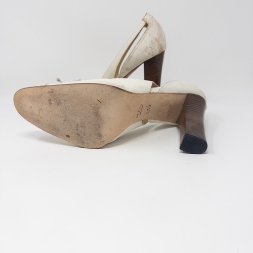 Gucci Vintage Leather Canvas Pump Heels Off White Size 9.5 B - Picture 8 of 12