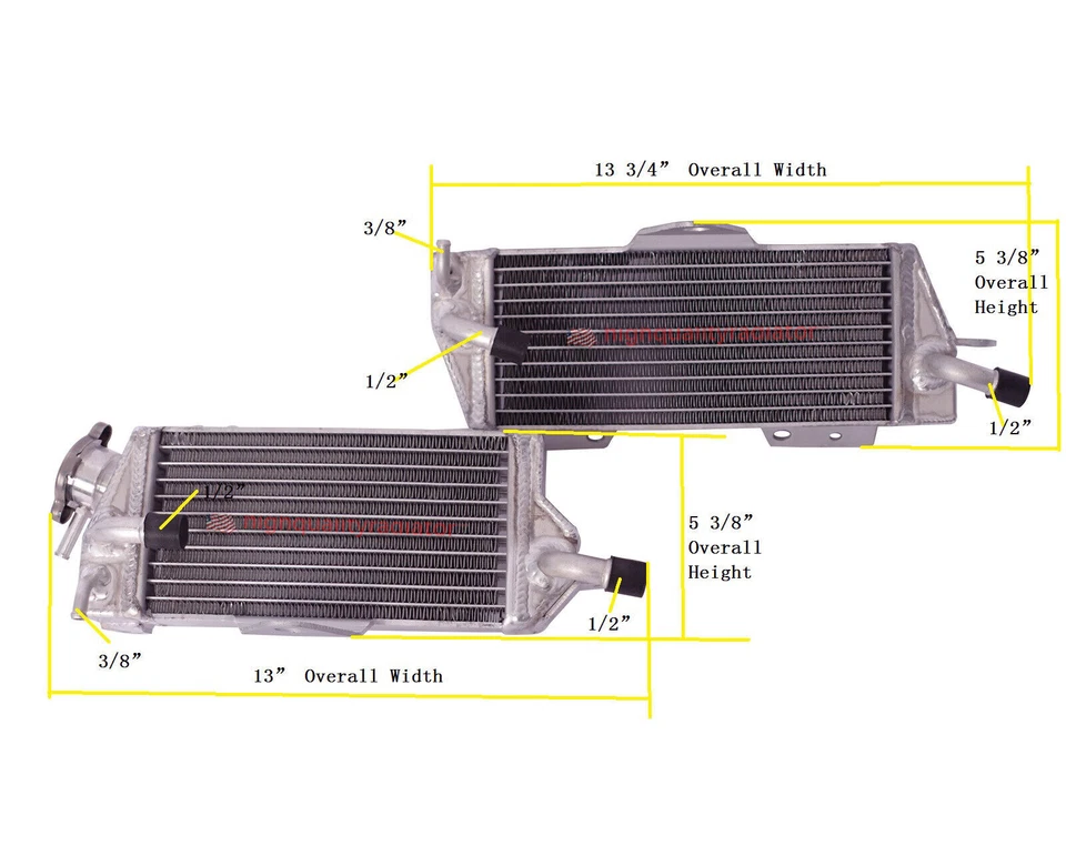 All Aluminum Radiator For 1992-1993 Kawasaki KX125/KX250（L+R) Foto 2 de 4