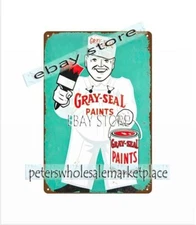 Gray-Seal Paint metal tin sign garden outdoor living room wall art
