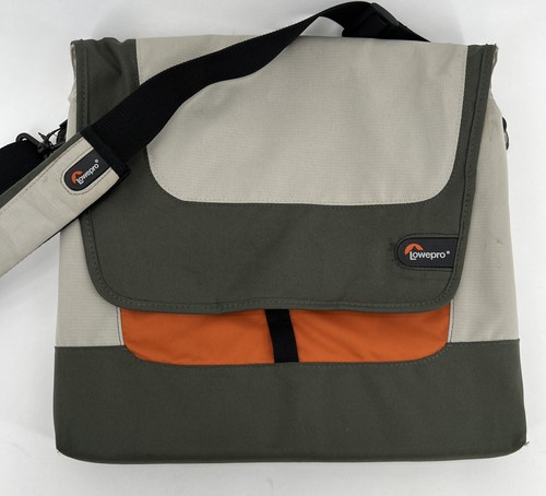Lowepro Messenger Laptop Computer Bag Olive Green/Tan/Orange 14" x 11" x 2" - Picture 2 of 12
