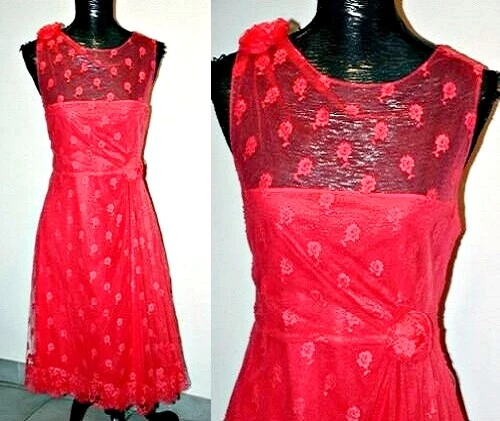Abito VALENTINO Night Out pizzo rosetta abbellimento tg 12 14 IT 48 $5110 ~NUOVO~