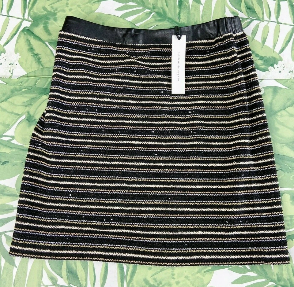 NUEVO CON ETIQUETAS NUEVO Minifalda Sanctuary Metálica Dorada Plata Negra Imitación Cuero Cintura Talla S Foto 2 de 4