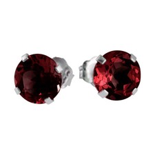 14k White Gold 6mm Round Garnet Stud Earrings 1.70 ct 
