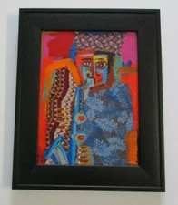 ABSTRACT EXPRESSIONISM PAINTING MUSICIAN  JAZZ PORTRAIT BAND CONCERT MODERNISM