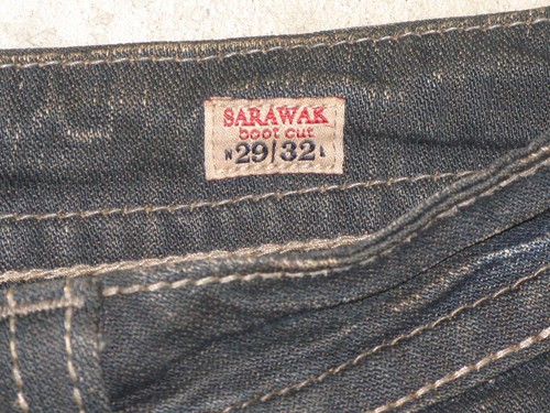 MEK Sarawak Low Bootcut Jeans Womens Size 29 Dark Blue Distressed+Stretch L31 - Picture 8 of 10