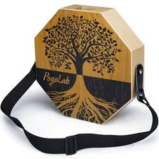 POGOLAB Two-tone Travel Cajon Portable Wooden Hand Drum with Adjustable Strap