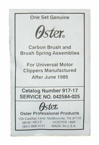 Oster Professional Products 917-17 Carbon Brush and Brush Spring Assemblies NEW