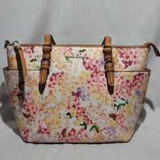 Dana Buchman faux leather flower print tote bag