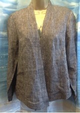 BEAUTIFUL LADIES EAST Black/White Linen Jacket Size 10, LINEN, COOL, SMART, VGC