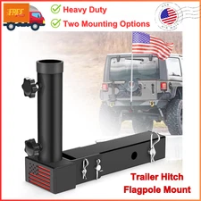 Trailer Hitch Flag Pole Mount Universal Fits  Standard 2" Hitch Receiver, Black
