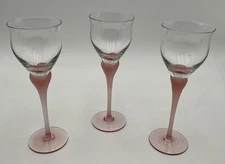Mikasa Crystal Sea Mist Coral Frosted Stem Glass 8” Set Of 3