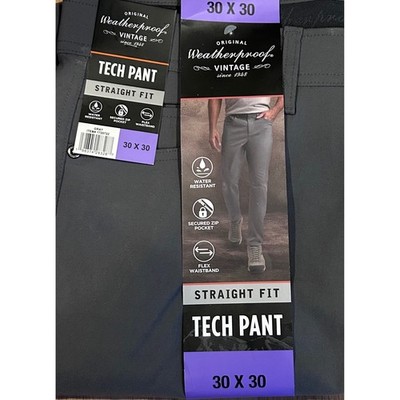 NWT Weatherproof Vintage Mens Tech Pant Straight Fit Gray Water Resistant 30x30