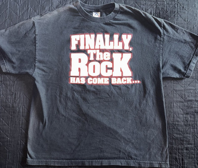 Vintage The Rock ''Finally The Rock Has Come Back'' Black Shirt XXL Wrestling