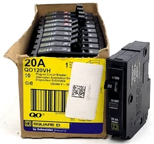Qty 1 QO120VH Square D 20 Amp 240 Volt Circuit Breaker -Next Day Option -New