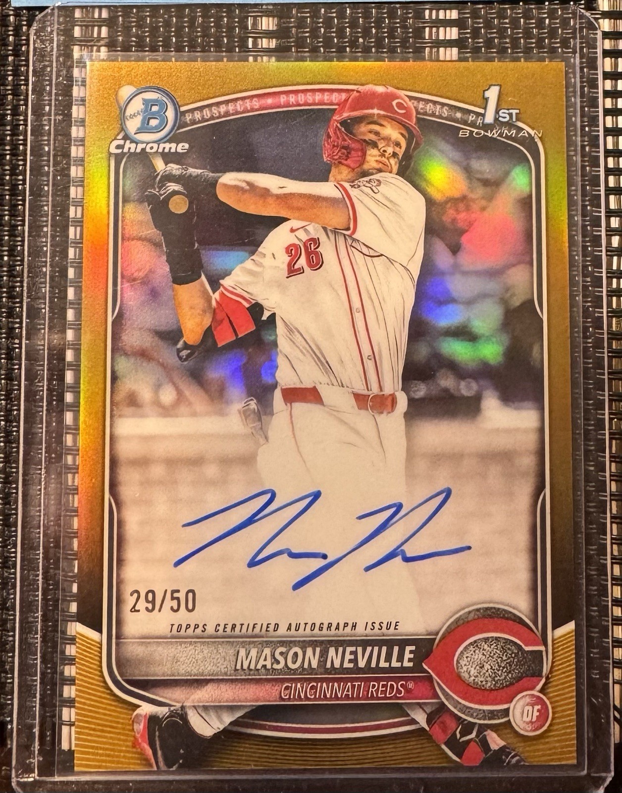 2025 Bowman Draft Mason Neville 1st Chrome True Gold Refractor Auto 29/50 CPA-MN