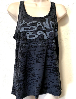 Next Level Gray Burnout Racerback Tank Top The Sand Bay & Dog Paws Graphic Sz L