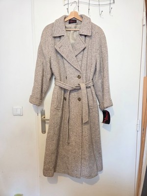 Original Vintage 70er Damen Mantel Paris France Almina Long Trench Wool Coat