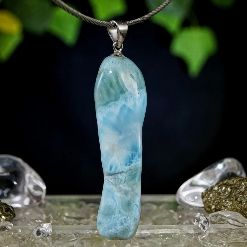 XL Larimar Anhänger Silber 925 Öse 52 mm 44,4 ct Dominikanische Republik - Bild 3 von 4