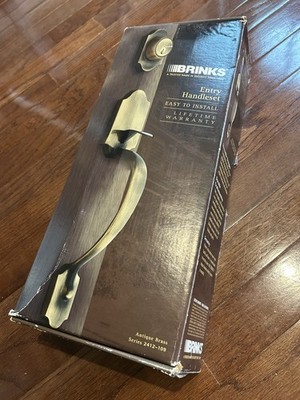 Brinks Entry Handleset Antique Brass Series 2412-109 New Open Box