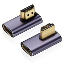 AreMe 8K HDMI 2.1 Right Angle Adapter 2 Pack , Left Right 90 Degree Purple