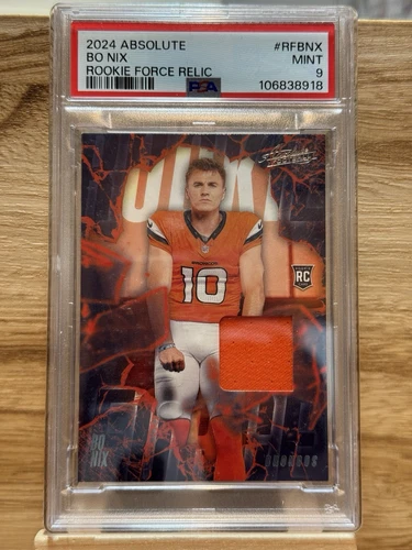 2024 Panini Absolute Bo Nix Rookie Force Relic #RFBNX (RC) PSA 9  Broncos