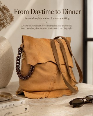 Handmade Italian Leather Women s Tan Shoulder Bag, Chain & Stitching, Strap