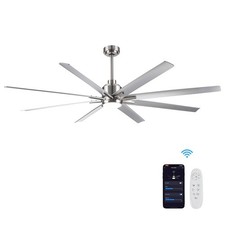 72" Smart Brushed Nickel Ceiling Fan w/LED Light Reversible Remote APP 10000CFM