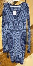 Free People Not An Illusion Bodycon Mini Dress Blue Multi SZ. XS/S. NWT