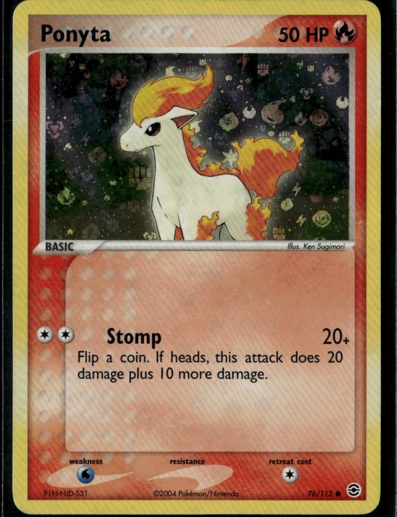 Ponyta Common FireRed & LeafGreen 76/112 Fire Reverse Holo Pokemon Card