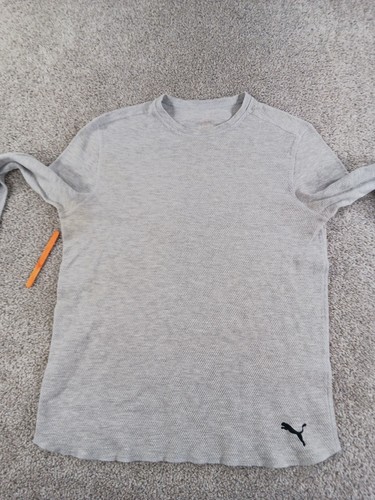 Puma Medium Mens Long Sleeve T-Shirt Thermal Gray Cotton Blend - Picture 6 of 10