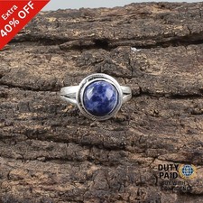 Valentines Deal 925 Sterling Silver Round Sodalite Gemstone Band Ring Jewelry