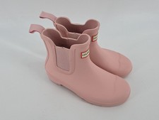 Girls Hunter Chelsea Light Pink Rubber Boots Short Size 5 Slip On Waterproof