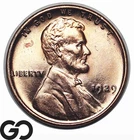 1929 Lincoln Cent Wheat Penny, Lustrous Near Gem BU++ RD