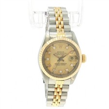 VINTAGE LADIES ROLEX DATEJUST 69173 DIAMOND DIAL WRISTWATCH 18K YELLOW GOLD SS