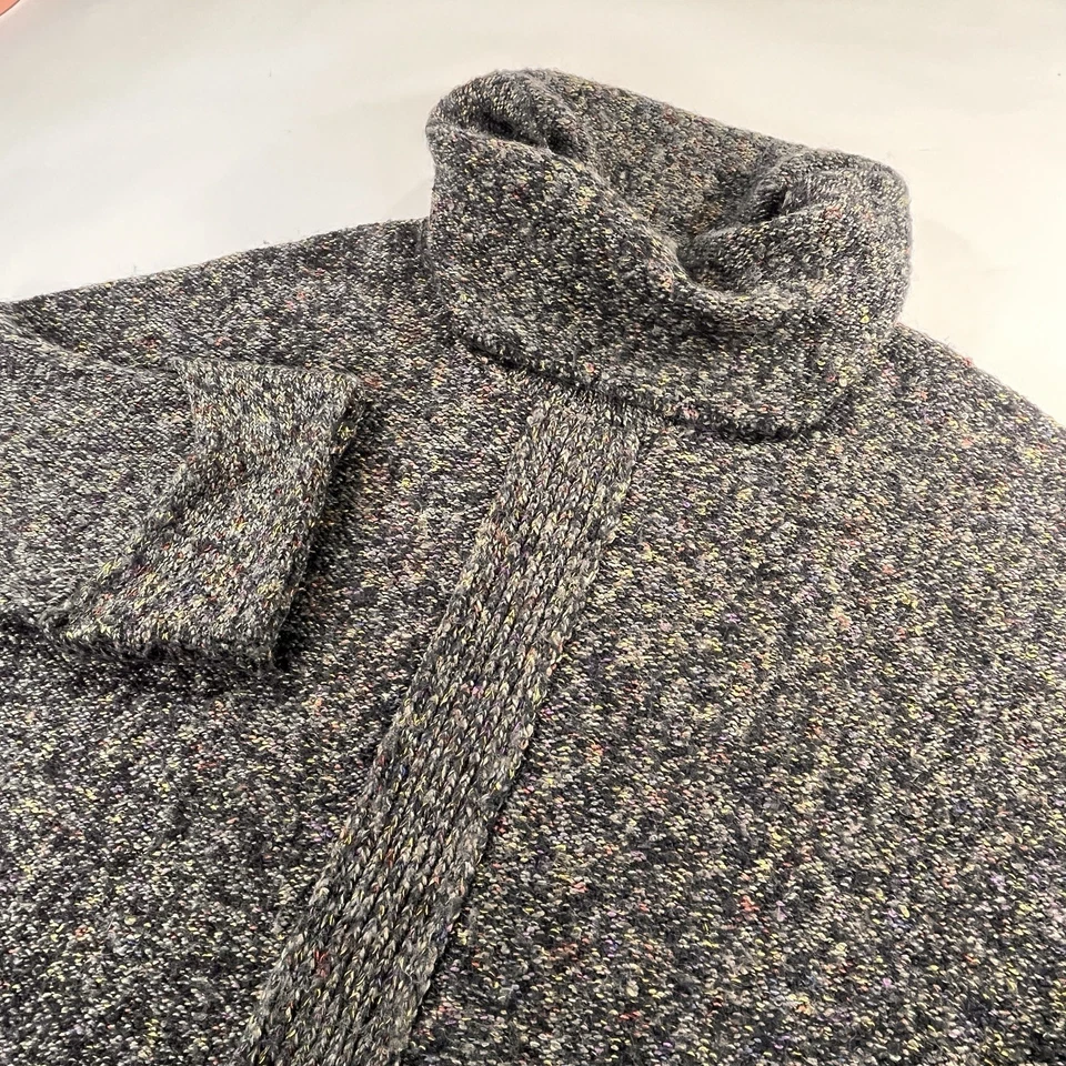 Свитер Habitat размер XL черный серый с пятнами воротник-капот рукав 3/4 Artsy Lagenlook - Изображение 3 из 4