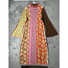 CeliaB Patchwork Floral Lace Bell Sleeve Dress Boho Cottagecore Whimsical Large