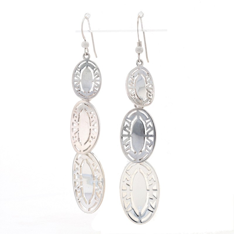 Oval Link Drop Earrings - Sterling Silver Ruby Ac… - image 2