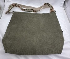 Bolso de Mano Mujer Pana Prite Verde Oliva Cremallera Boho Hippie Correa Tejida