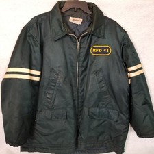 RFD #1 Fire Dept Multi-Pocket Full Zip Made In USA Lined Work Jacket Blue XL
