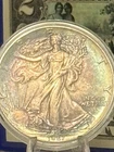 BEAUTIFUL RAINBOW TONES U.S.  1987 American Eagle l oz pure .999 fine silver.