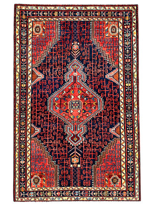 Vintage Tuyserkan Tribal Hand Knotted Wool Area Rug 4x7 Boho Geometric Oriental