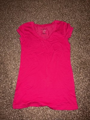 Active Basic T-Shirt Womens Size Large Pink Casual V Neck Short Sleeve