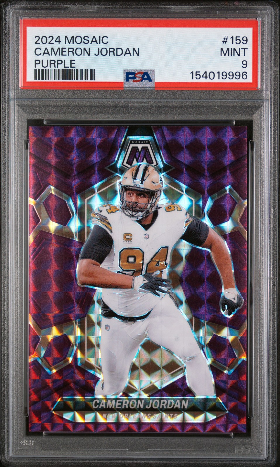 2024 PANINI MOSAIC PURPLE #159 CAMERON JORDAN 3/49 PSA 9