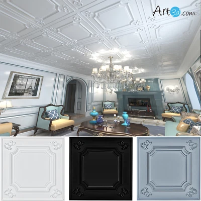 Art3d Drop Ceiling Tiles 24x24 (12-Pack, 48 Sq.ft), Wainscoting Panels
