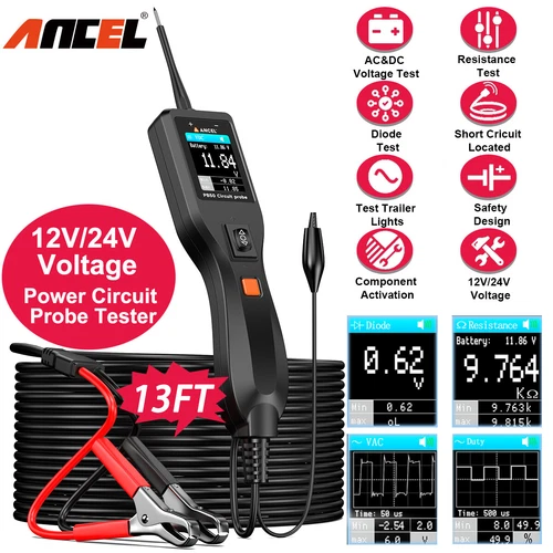 ANCEL PB50 Sonda de Circuito Probador de Batería Diagnóstico Eléctrico AC DC Herramienta de Voltaje - Imagen 12 de 13