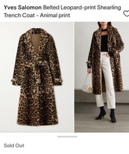Bnwt Yves Salomon Belted Leopard-print Shearling Trench Coat Size Xxl
