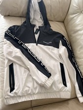 Alphalet White And Grey Infinity Tech Jacket Hooded