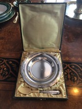 French Silver Baptism Plate And Spoon