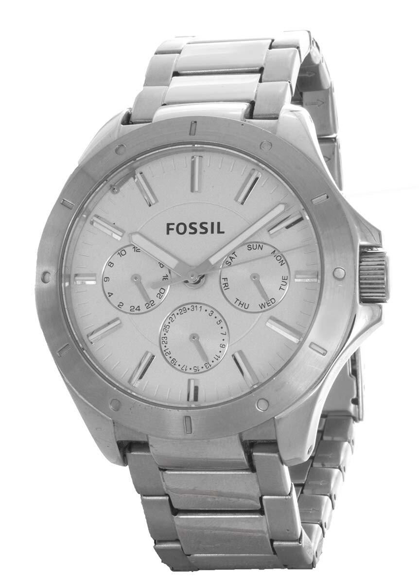 Fossil BQ1297 Silver Dial Stainless Steel Chronograph Men's Watch eBay