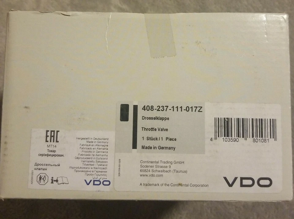 Carrocería del acelerador de inyección de combustible Volkswagen Beetle Golf Jetta Siemens/VDO 06A133064H Foto 2 de 3